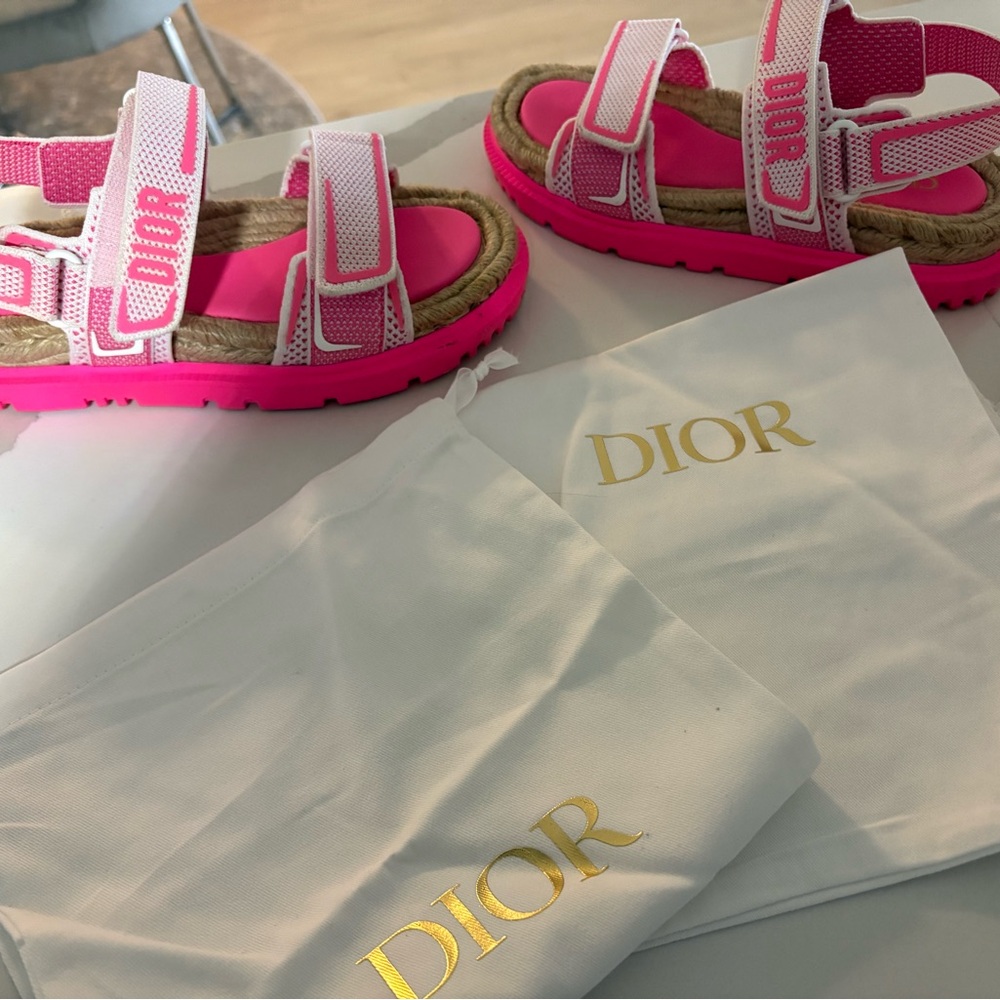 Dior Pink Sandals with Velcro Straps